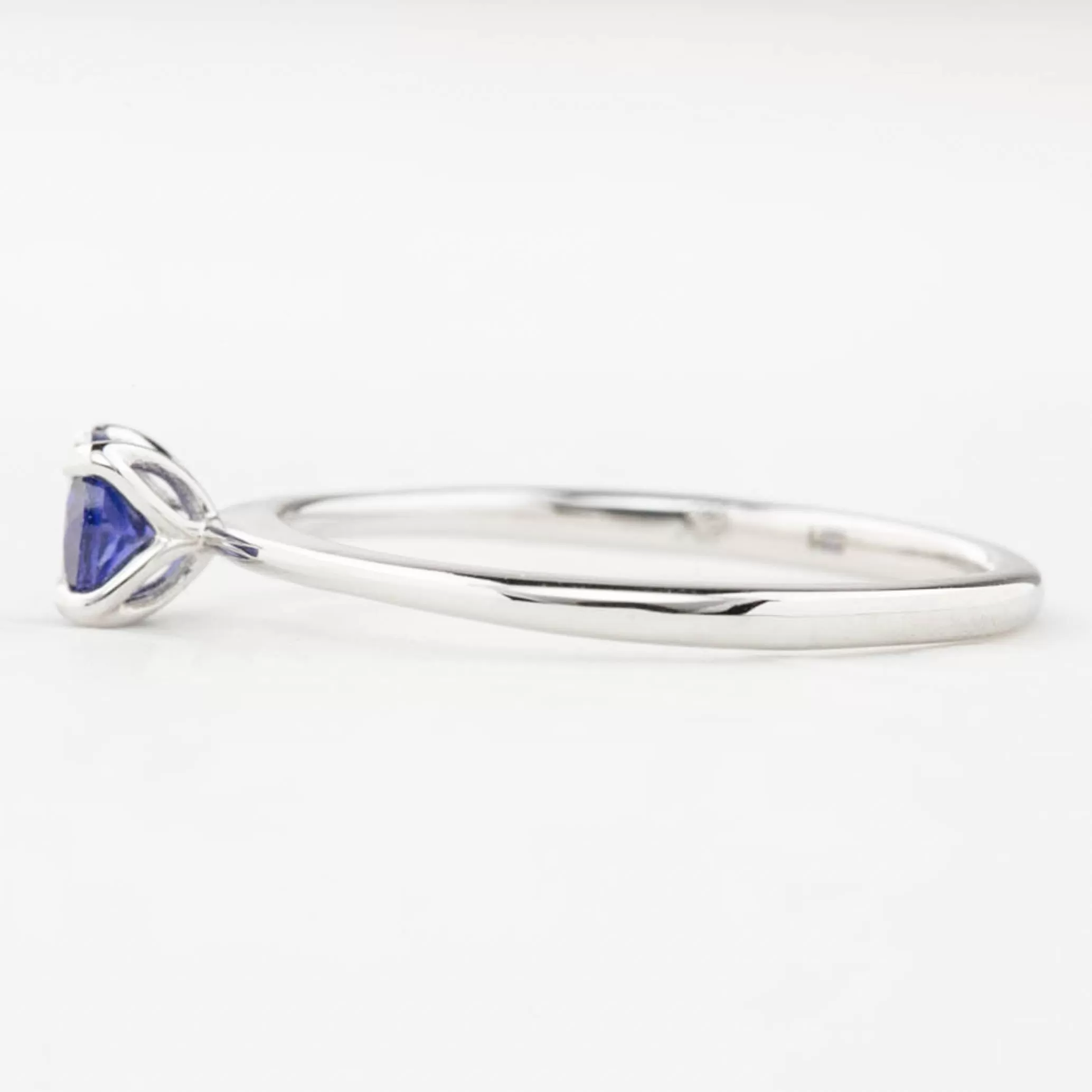 Sara Ring 4.5mm 0.45ct Blue Umba Sapphire 14K White Gold (One of a kind)