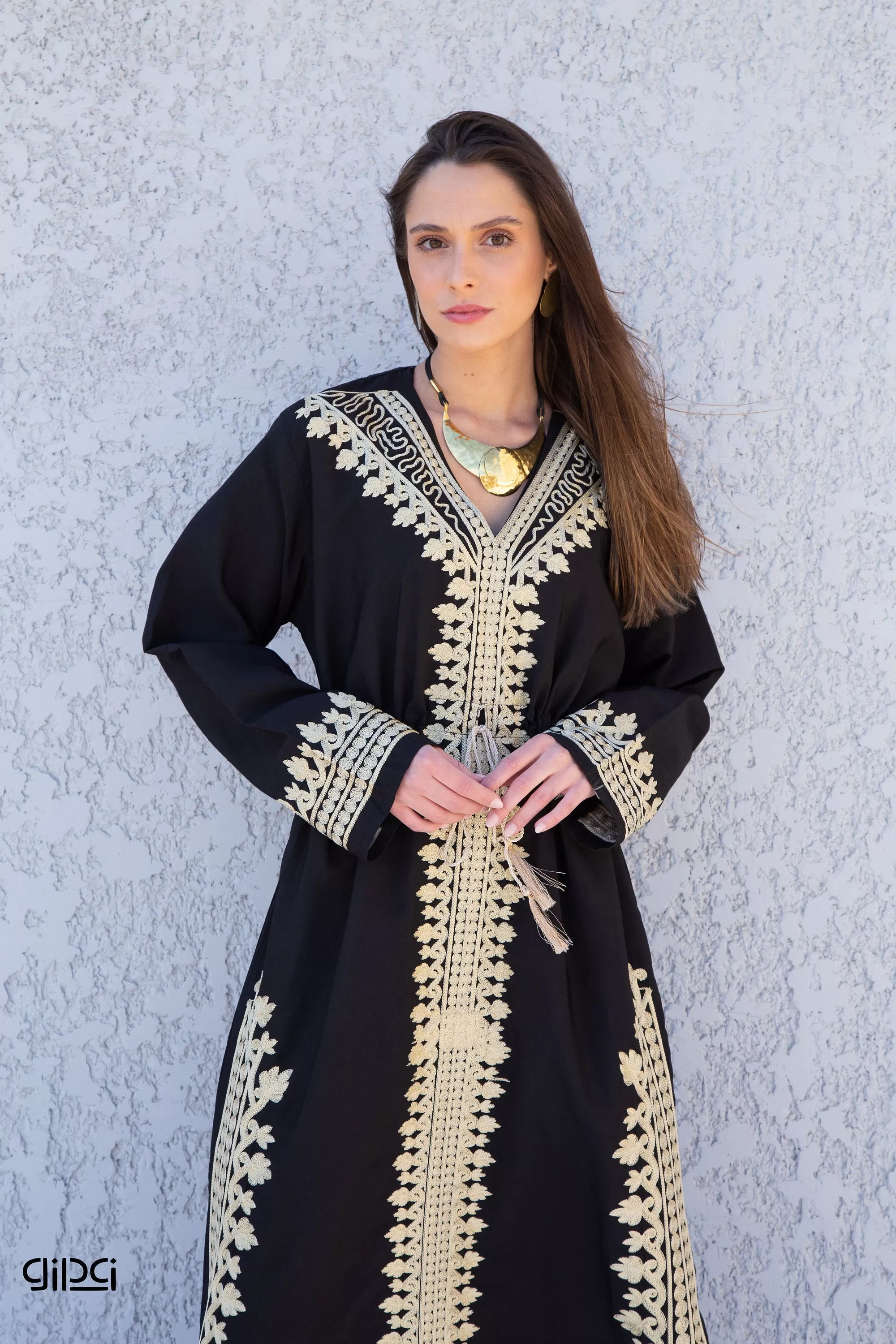 Short black embroidered caftan, Cotton caftans for women, Cotton caftan, Egyptian cotton kaftan, summer caftan dress, wedding caftan