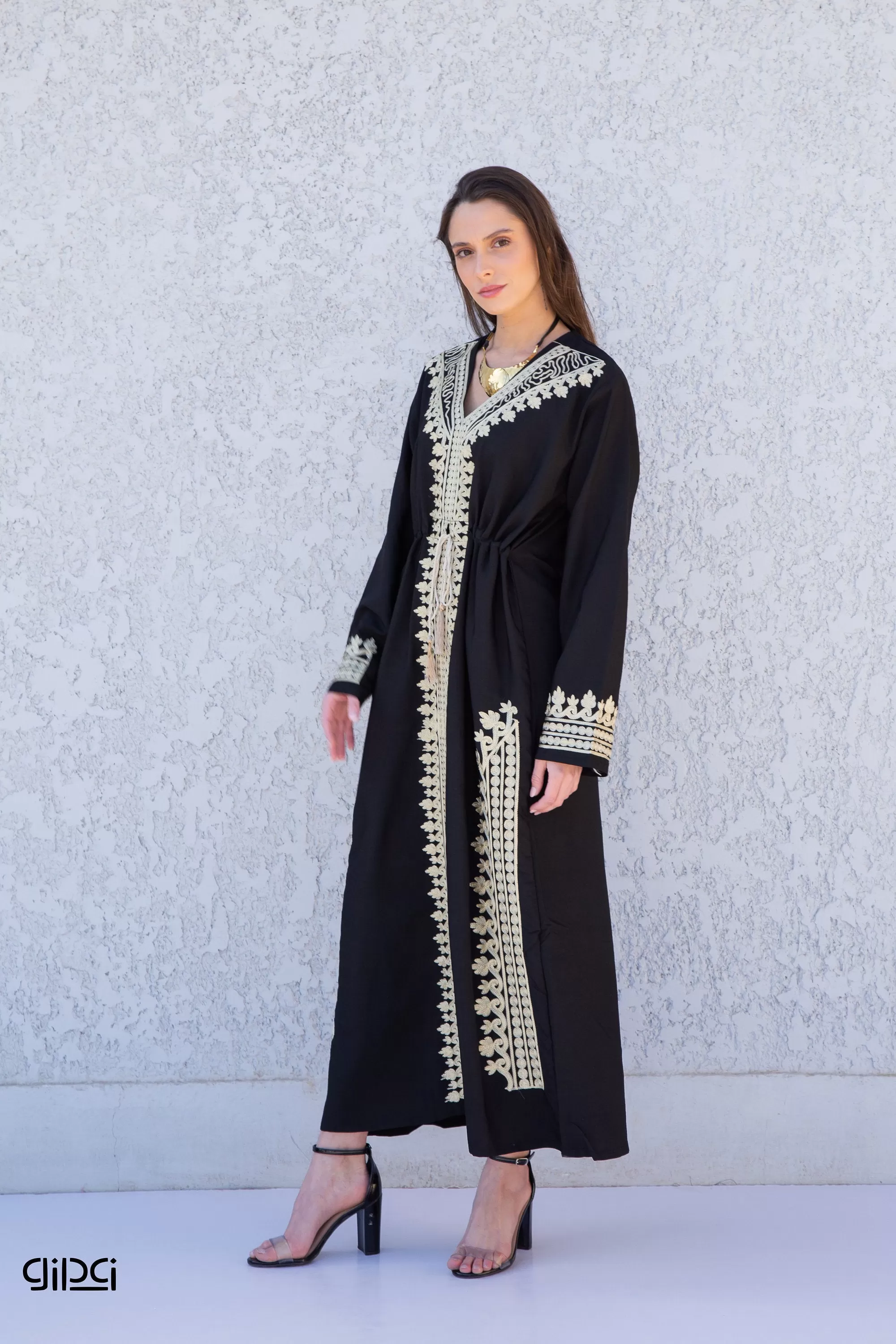 Short black embroidered caftan, Cotton caftans for women, Cotton caftan, Egyptian cotton kaftan, summer caftan dress, wedding caftan