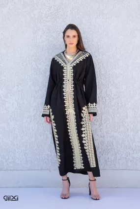 Short black embroidered caftan, Cotton caftans for women, Cotton caftan, Egyptian cotton kaftan, summer caftan dress, wedding caftan