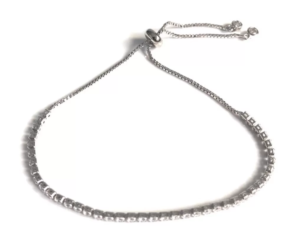 Silver Plated Rhinestone Tennis Bracelet