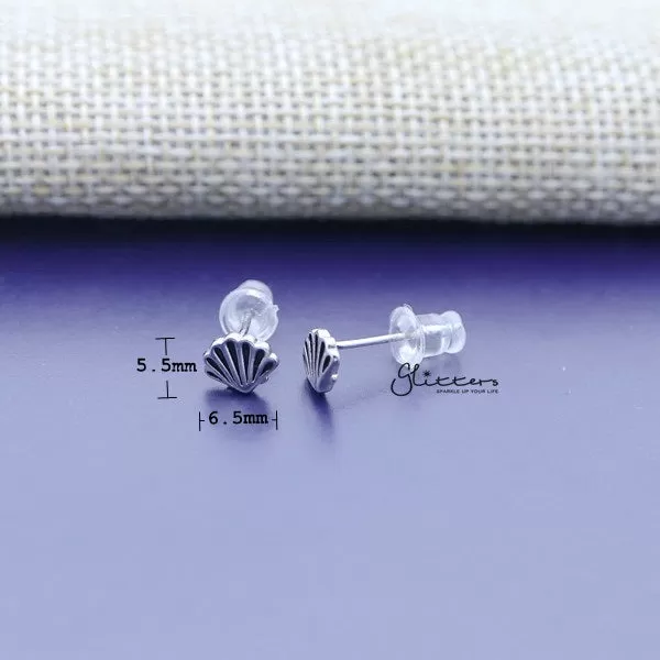 Solid 925 Sterling Silver Shell Stud Women's Earrings