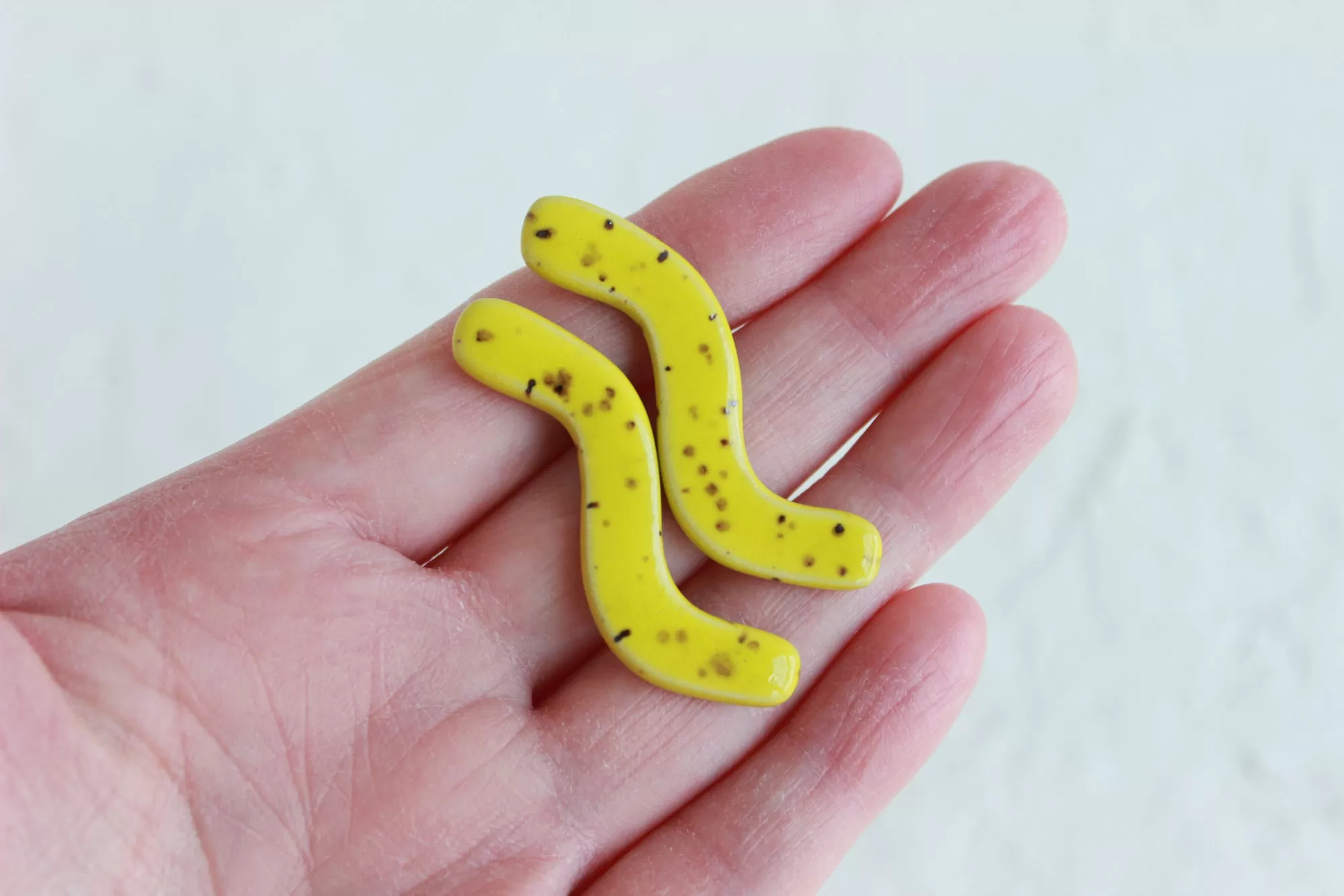 Speckled Chartreuse Squiggle Stud Earrings