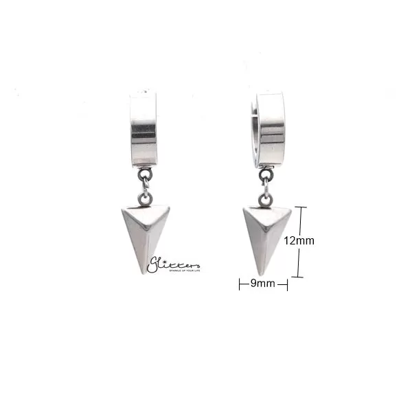 Stainless Steel Drop Triangle Huggie Hoop Earrings