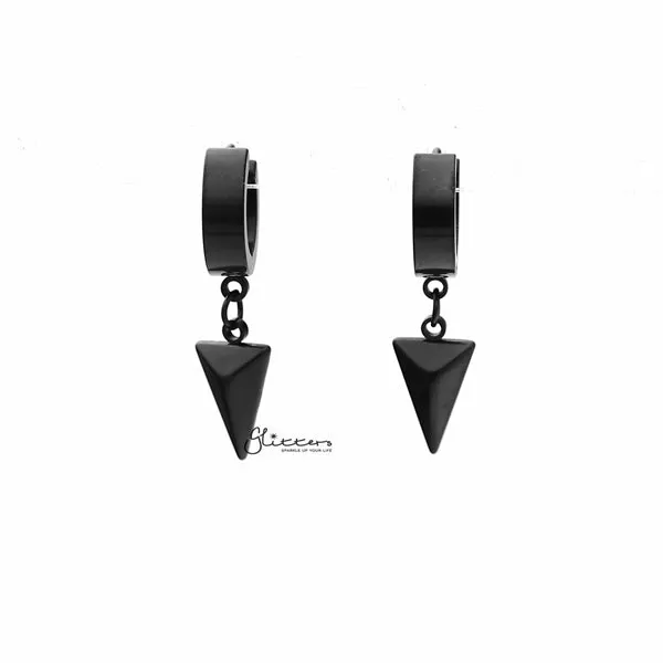 Stainless Steel Drop Triangle Huggie Hoop Earrings