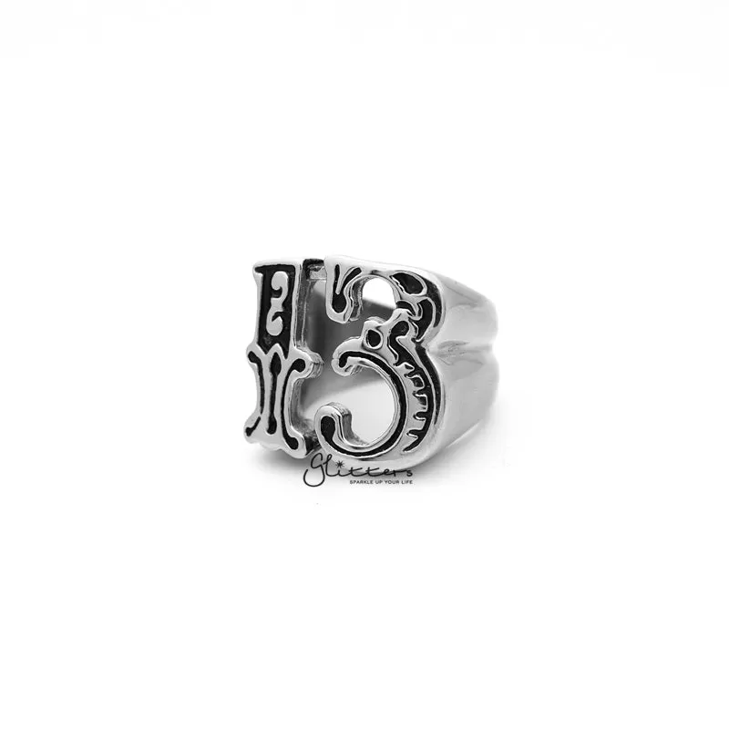 Stainless Steel Hollow Number #13 Casting Men's Rings