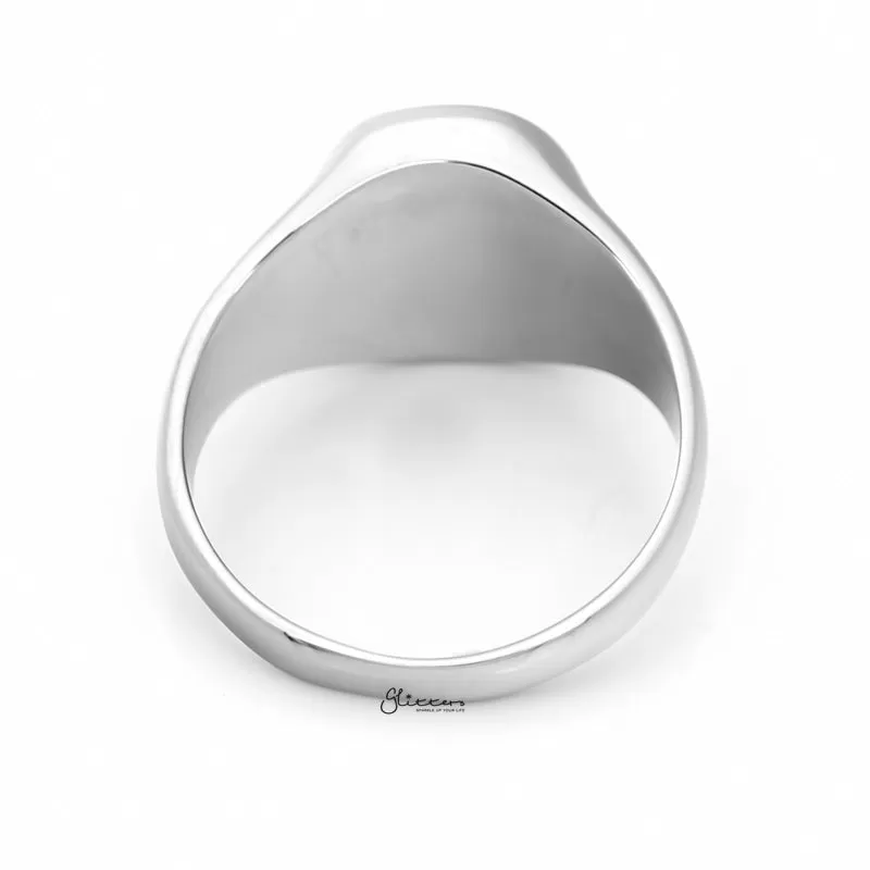 Stainless Steel Oval Signet Blank Plain Ring - Silver