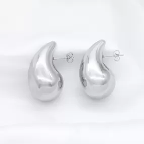 Stainless Steel Teardrop Earrings - Silver