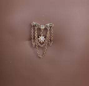 Steel Wings Flower Belly Button Navel