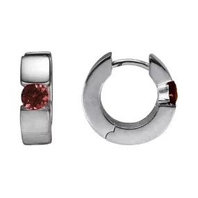 Sterling Silver & Garnet Hoop Earrings