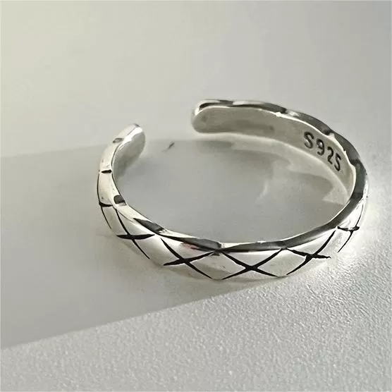 Sterling Silver Fashionable and Funky Lattice Plain Ring