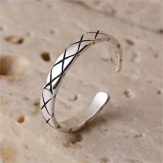 Sterling Silver Fashionable and Funky Lattice Plain Ring