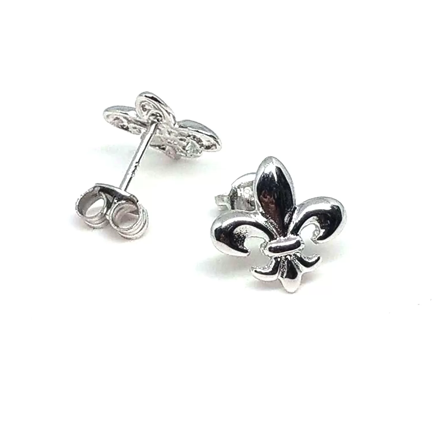 Sterling Silver Fleur De Lis Stud Earrings