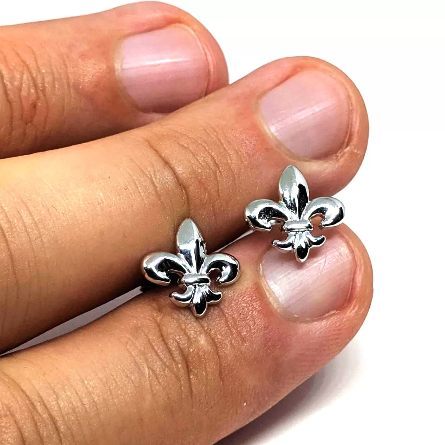 Sterling Silver Fleur De Lis Stud Earrings