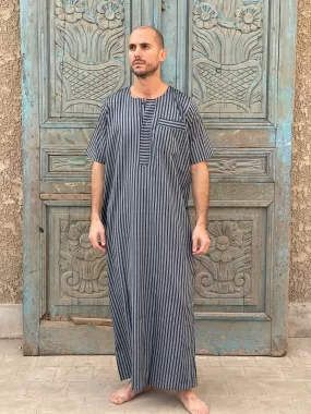 Striped Men's Kaftan, Short sleeve Men's kaftan, Cotton men caftan, caftans for men,  men clothing, gift for men, husband gift, gift for him