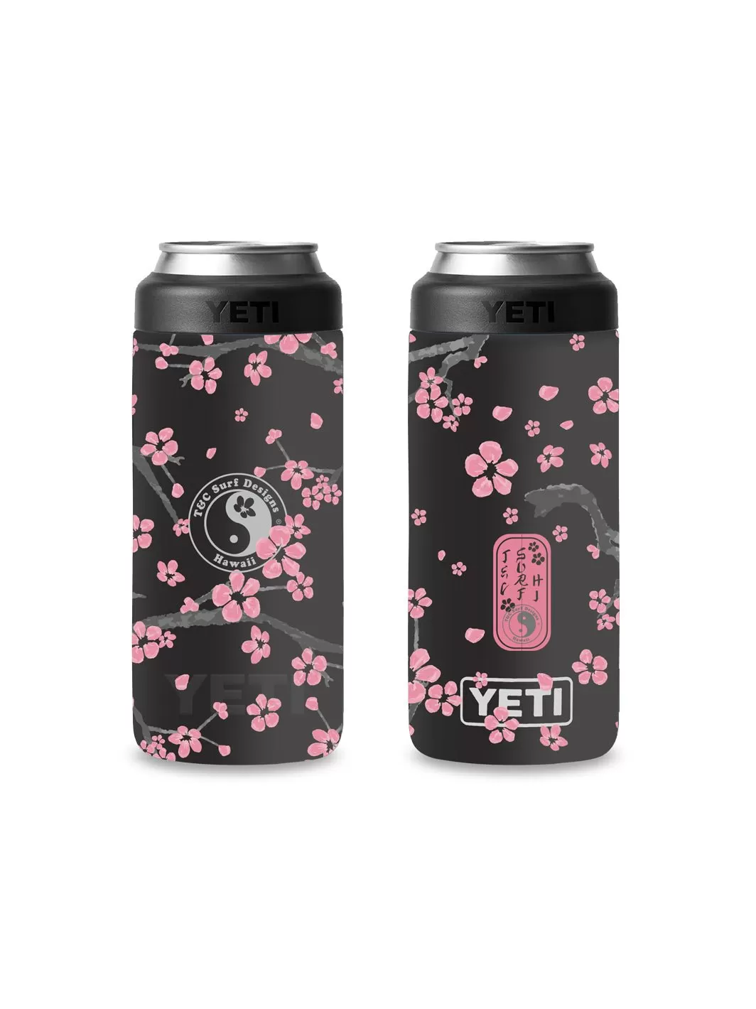 T&C Surf 12 oz Plum Blossom Colster Slim Can Insulator Yeti