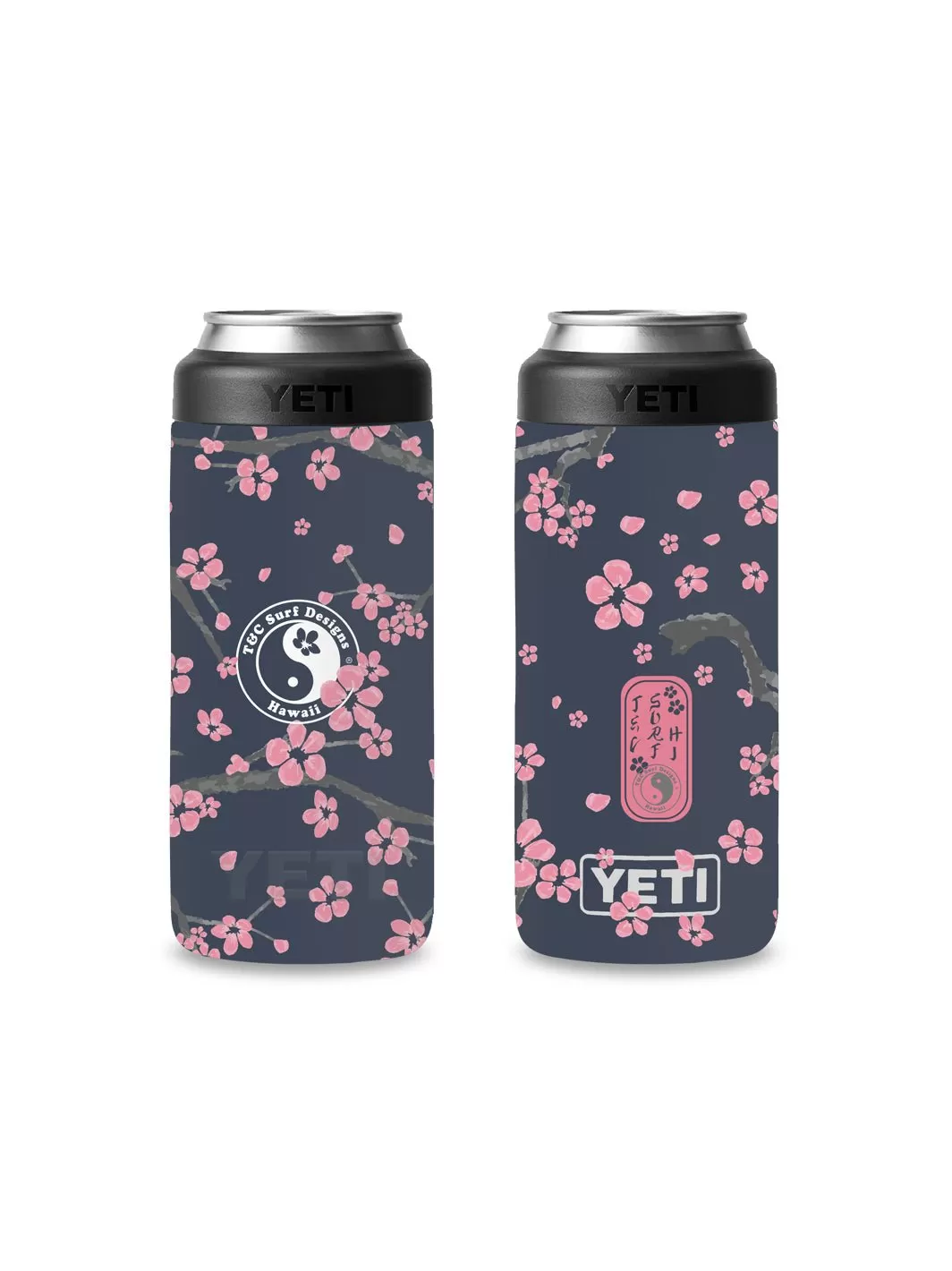 T&C Surf 12 oz Plum Blossom Colster Slim Can Insulator Yeti