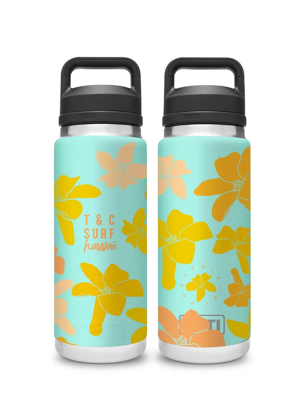 T&C Surf 26 oz Puakenikeni Rambler Yeti Bottle with Chug Cap