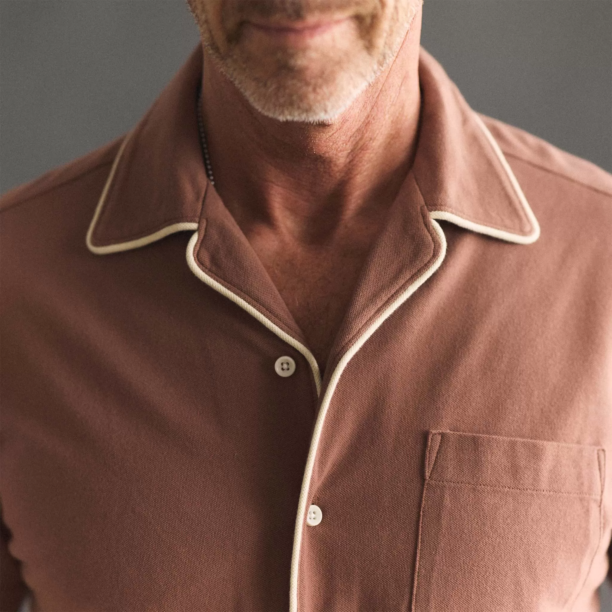 The Harwich Shirt in Faded Brick Tipped Pique