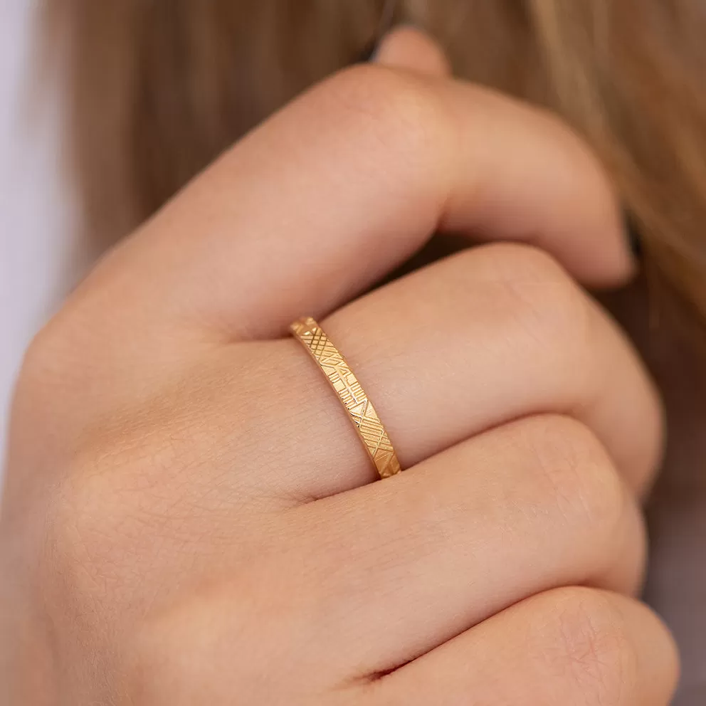 The Unique and Geometric - A Set of Golden Wedding Bands