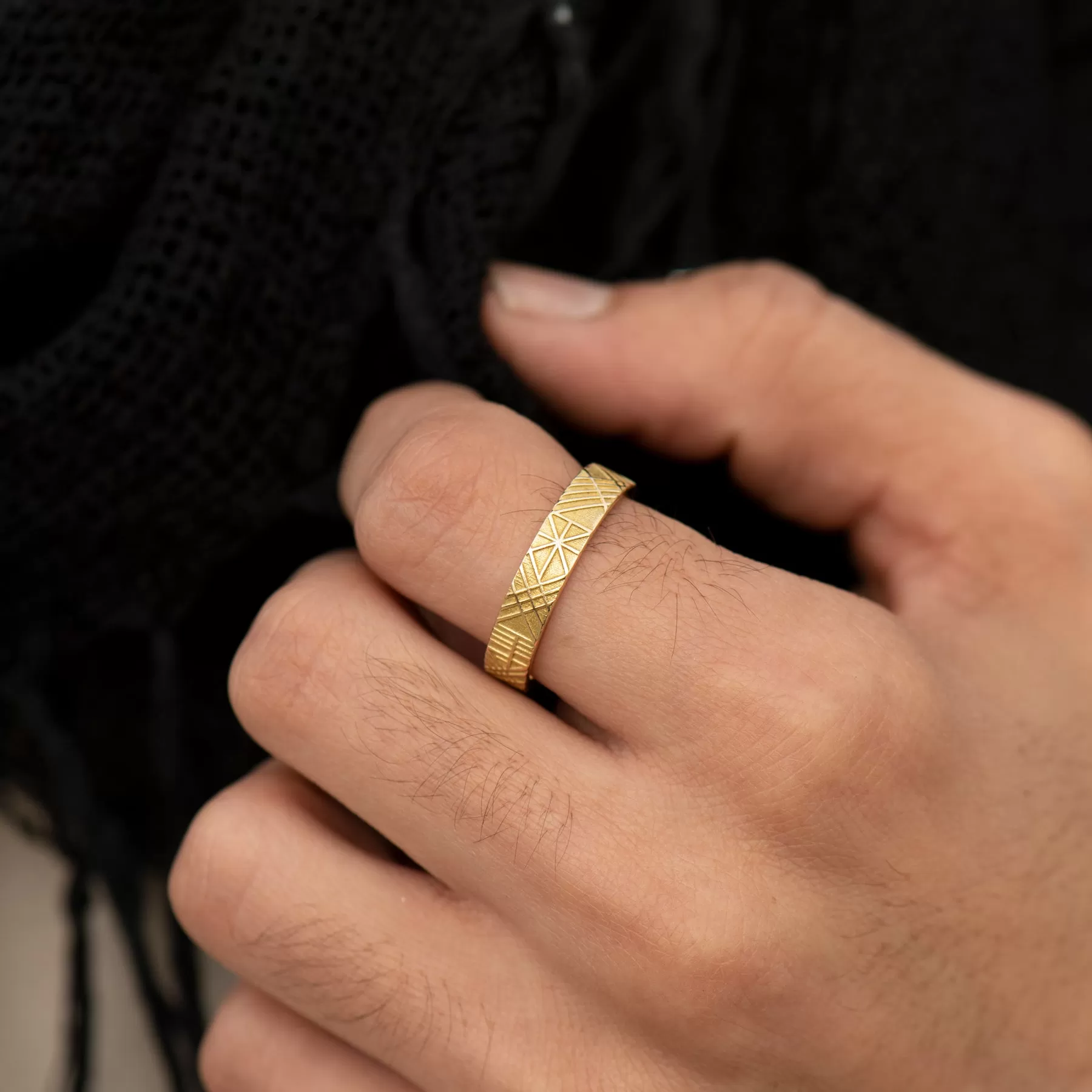 The Unique and Geometric - A Set of Golden Wedding Bands