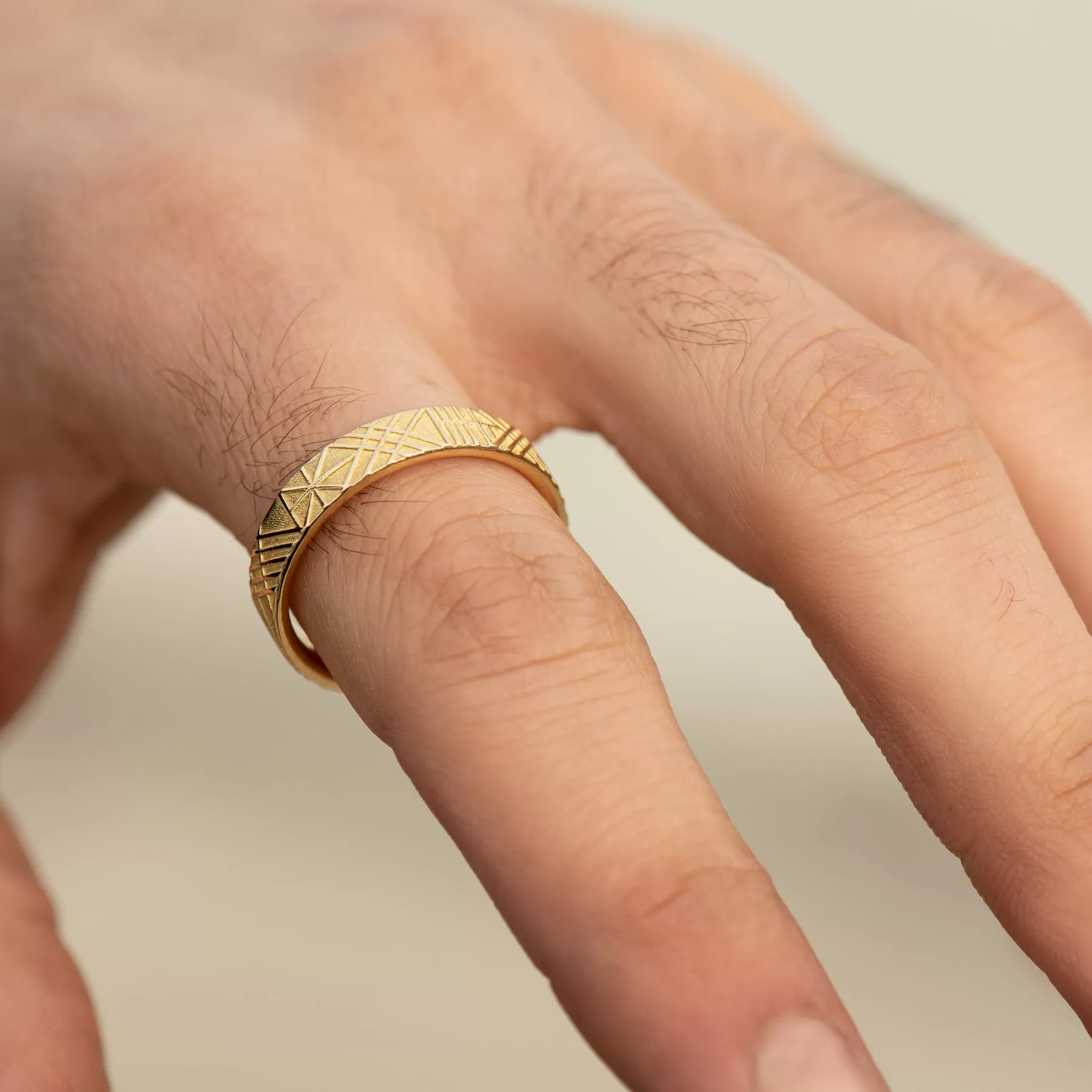 The Unique and Geometric - A Set of Golden Wedding Bands