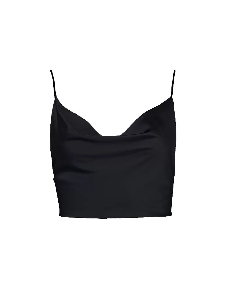 Twyla Silk Cowl Neck Cami Black