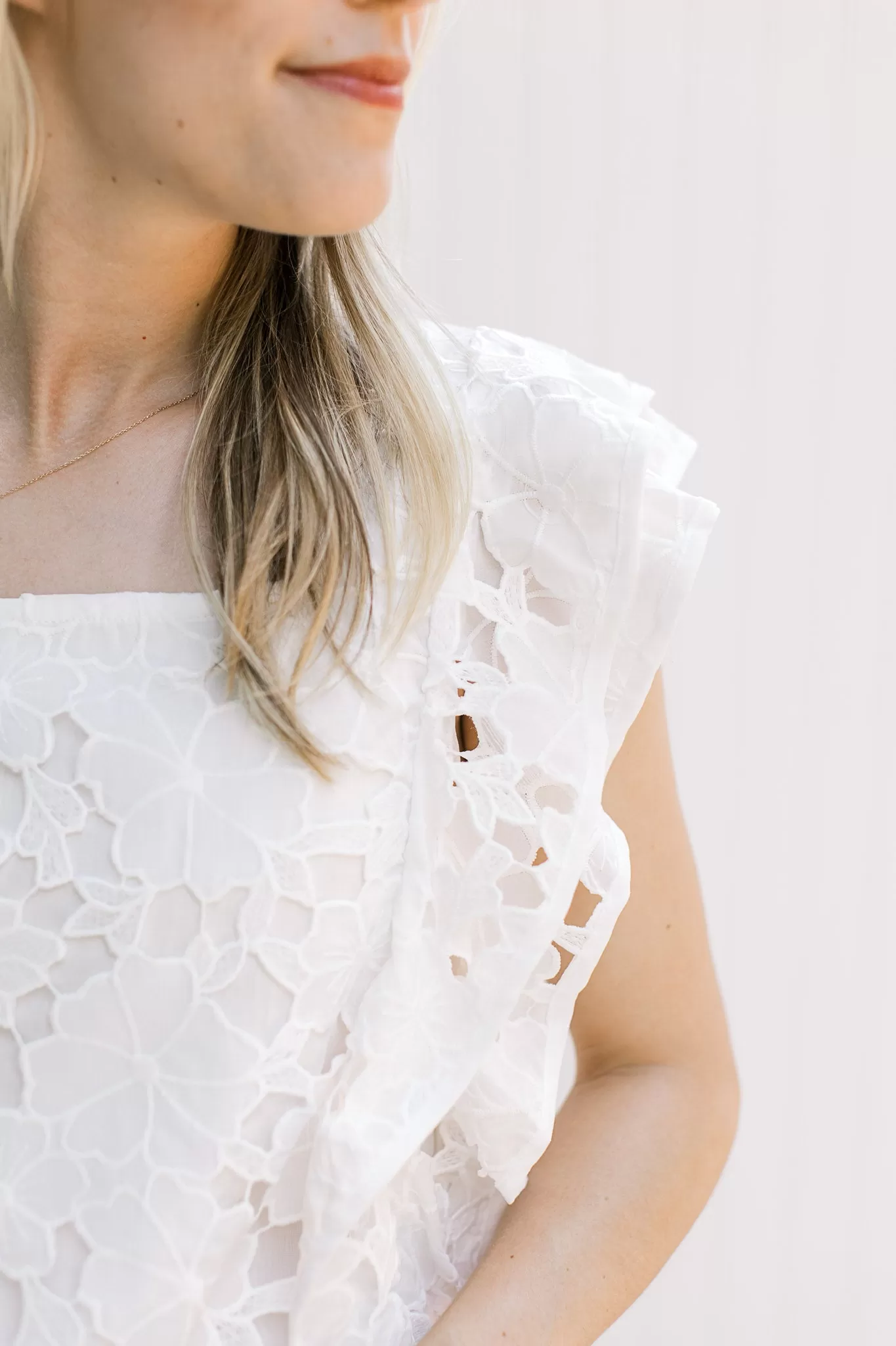 White Lace Flower Cut Out Top