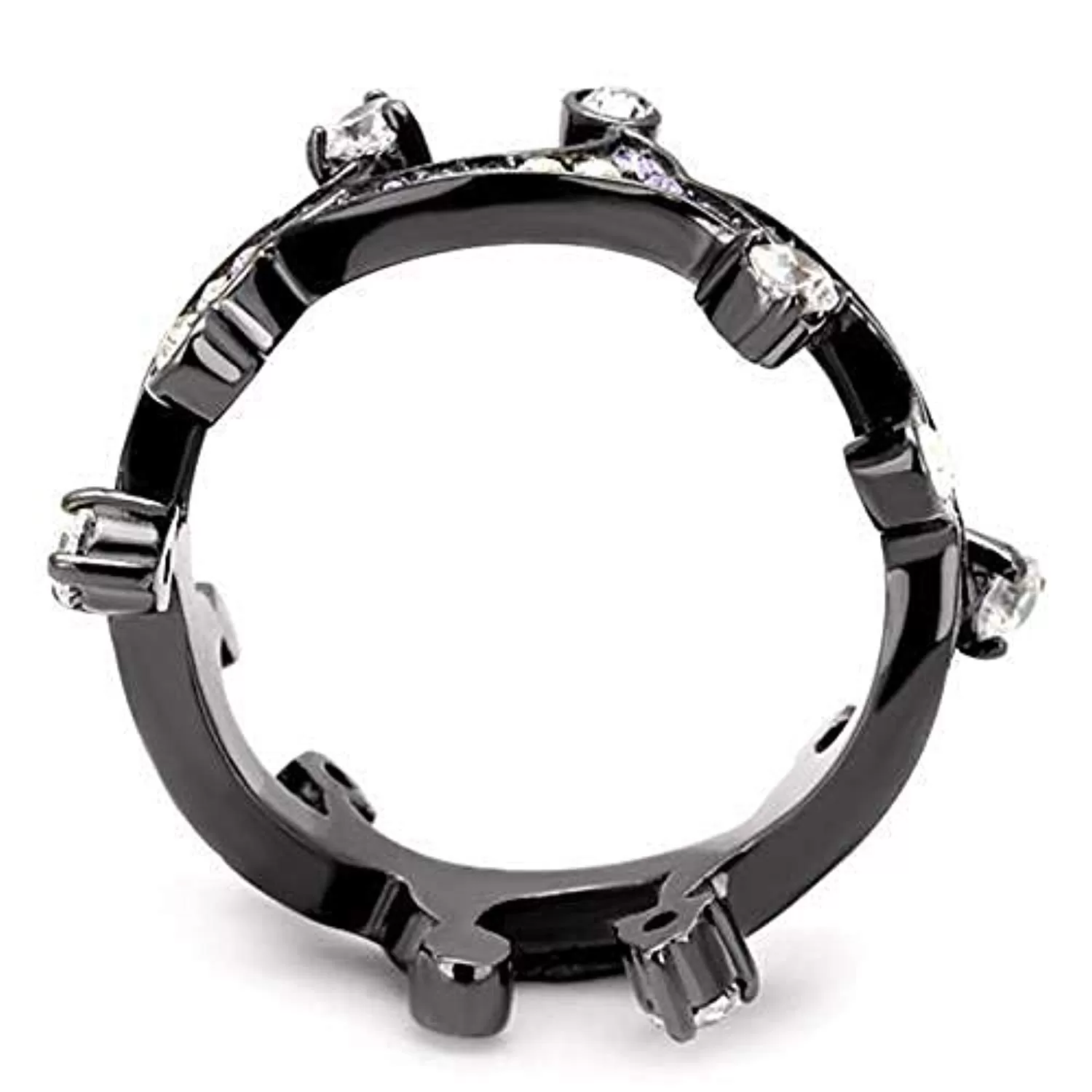 WildKlass Stainless Steel Ring IP Light Black (IP Gun) Women AAA Grade CZ Clear