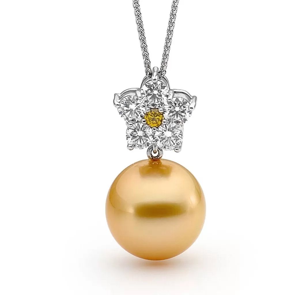 Yellow Diamond & Golden Pearl Pendant